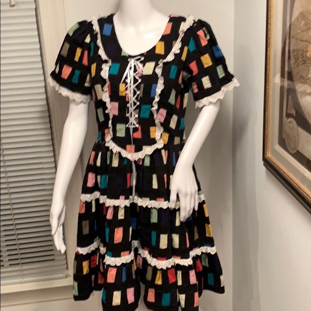 VINTAGE QUILTED HANDMADE SQUARE DANCE DRESS